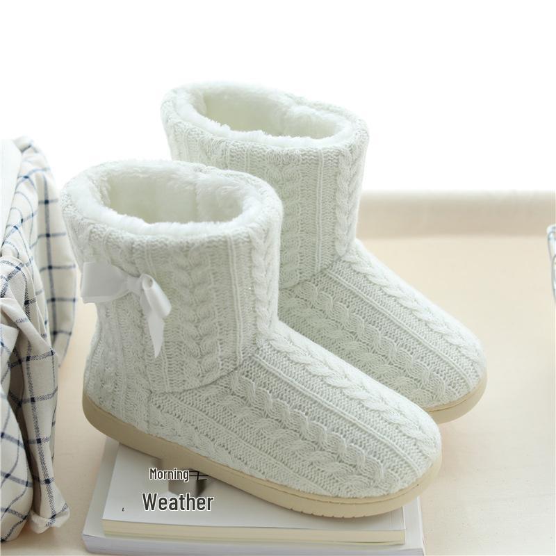 Women's Winter Non-Slip Thick Sole House Slippers with Heel-Covered Cotton Design