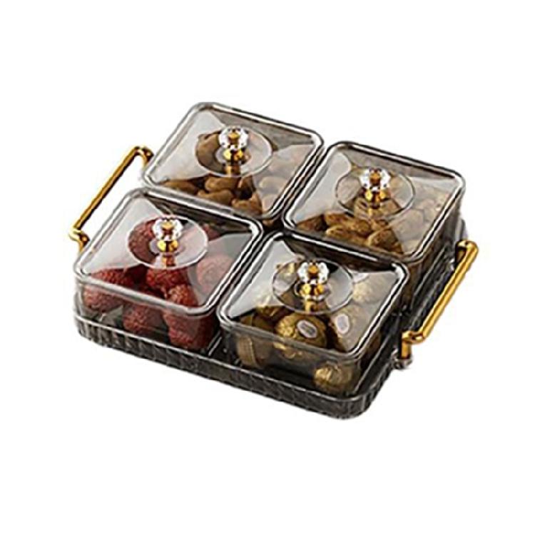 Nonslip Divided Snacks Fruit Tray With Lid Snacks Fruit Tray Removable Snacks Platter Candy Storage Box Easy to Use