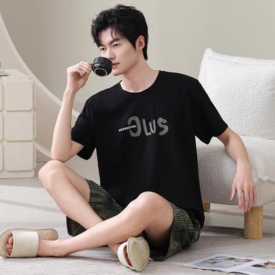 Men's Pure Cotton Summer Pajama Set - Short Sleeve & Shorts, High-End Feel, Wearable Outside
