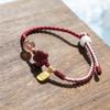 Fashion Hand-Woven Strawberry Quartz Bracelet Lucky Peach Blossom Red Rope Adjustable Ins Style Minority Design Gift Jewelry