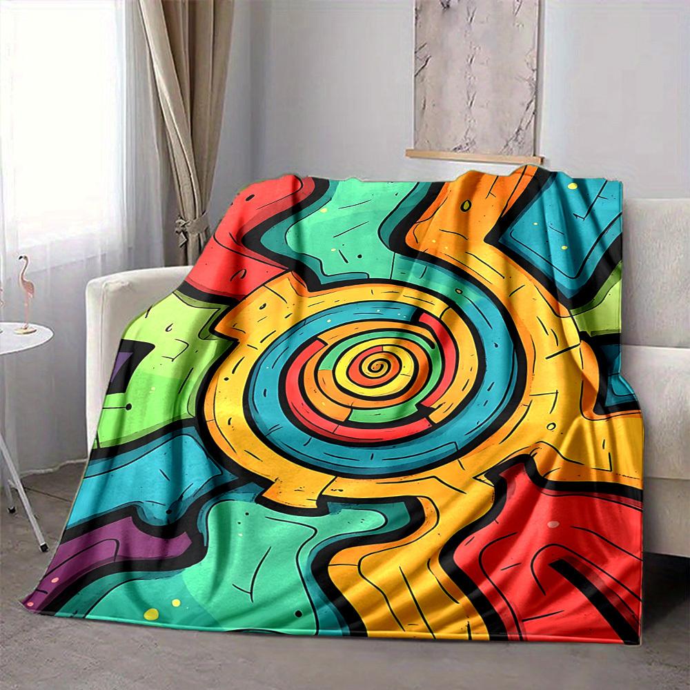 

1pc Spiral Vibrant Blanket, Lightweight Flannel Throw Blanket for Sofa, Bed, Travel, Camping, Living Room, Office, Couch, Chair, and Bed 80cmx120cm