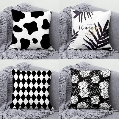 Simple Nordic Black and White Pillow Ins Style Square Living Room Sofa Bedside Back Cushion Car Office Nap Pillow