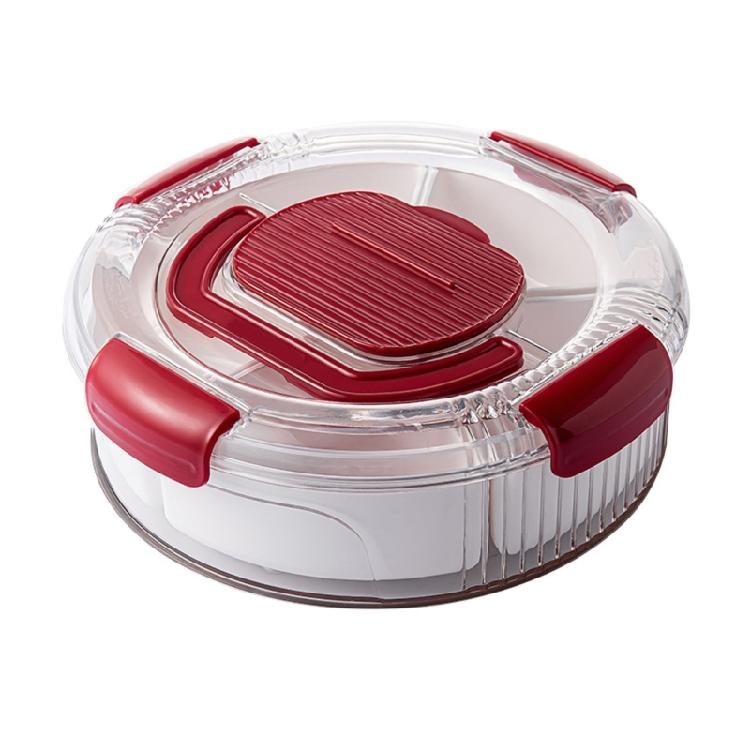 Living Room Snacks Bowl With Clear Lid Rotating Divided Serving Tray Fruit Candy Organizers Container For Easy Access