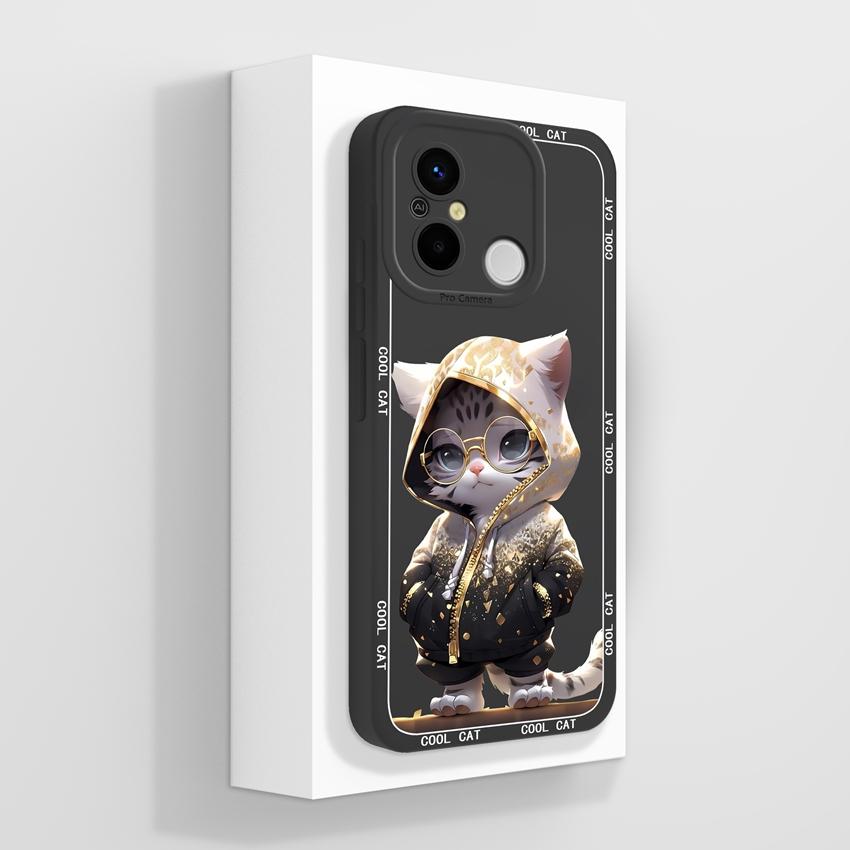 For Redmi 12C 13C 14C 10C 13R 14R 11A 15A Cute Cartoon Cat Phone Cover Liquid Silicone High Quality Anti Slip Durable Protective Case For Redmi Casing