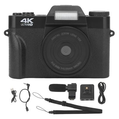 Ψηφιακή κάμερα με φωτισμό πλήρωσης μικροφώνου 1500mAh 3 ιντσών με ψηφιακό ζουμ 16x, κάμερα για vlogging HD 4K 48 MP