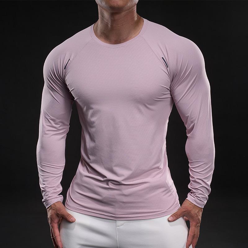 New Quick-drying Ice Silk Long-sleeved T-shirt Men's Casual Sports Fitness Outdoor T-shirt Top Men