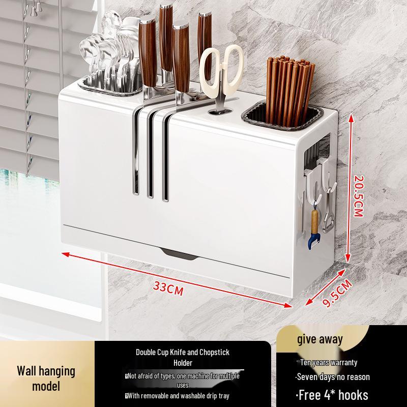 Multifunctional Kitchen Knife & Utensil Wall-Mounted Storage Rack