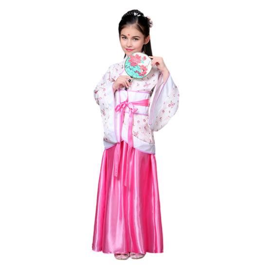 National Costume Tang Dynasty Hanfu for Girls Three-Piece Outfit Top Skirt Belt Traditional Chinese Style Childrens Clothing for New Year Travel