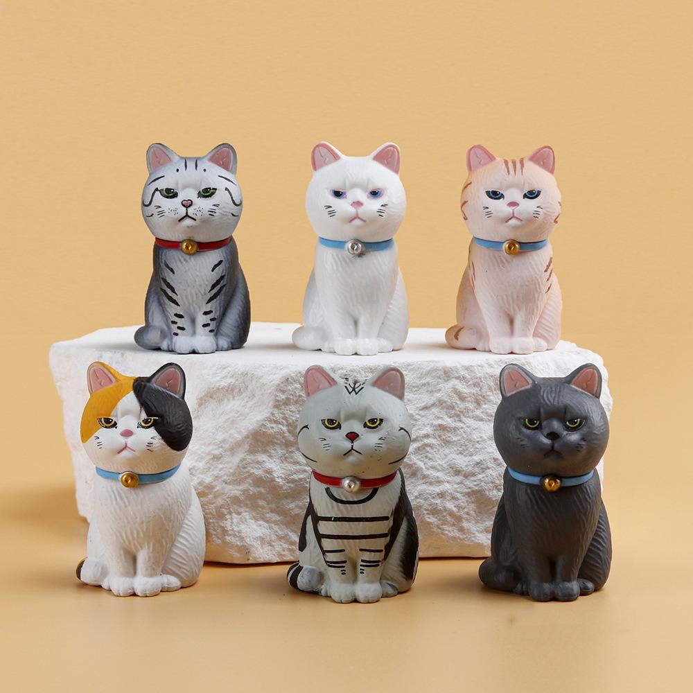 Small Bell Sitting Cat Figure Toy Mini Mini Cat Ornament Simulated Cat Model Doll  Girls Gifts
