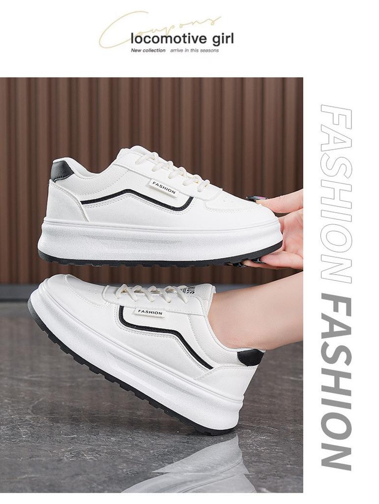 Women White Thick Sole Casual Sport Versatile Platform Sneakers