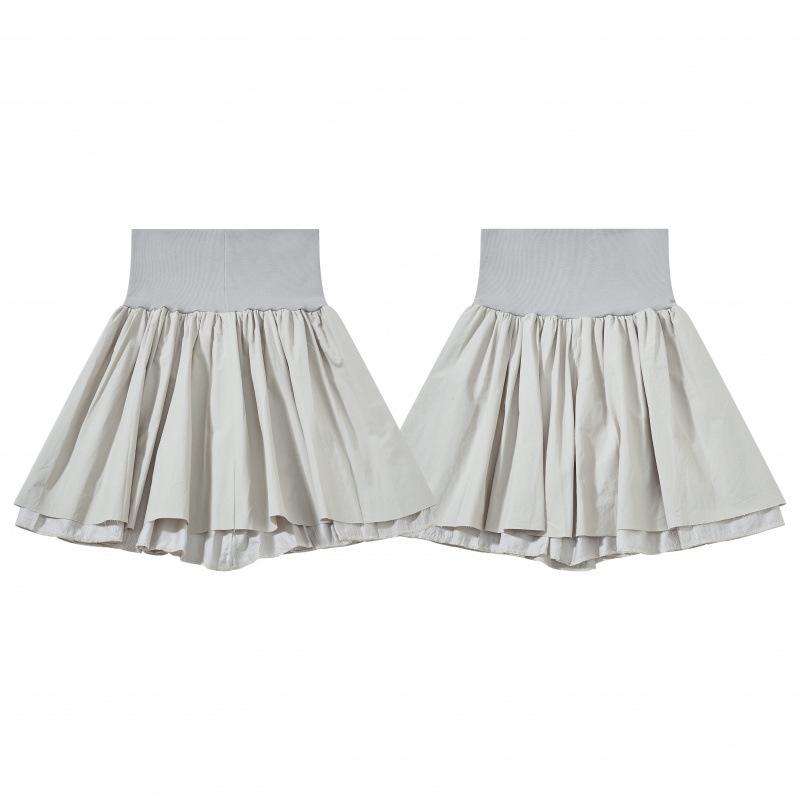 Japanese Niche Double-Layered Ribbed Waist Gray Ballet-Style Fluffy Skirt for Women Small серый