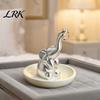 Glazed Ceramic Storage Box Jewelry Tray, with Upturned Nose Elephant Design, Waterproof Case Compact Organizer for Rings Earrings Bracelets