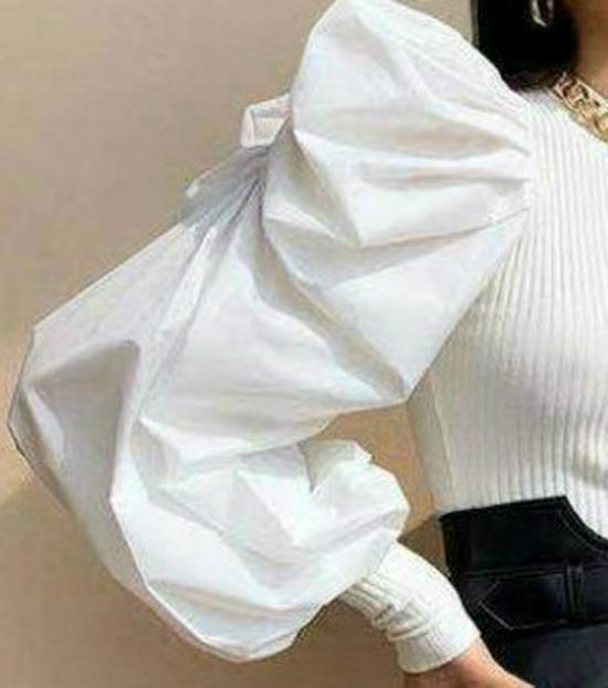 European & American Autumn Women's Slim Fit Lantern Sleeve Top