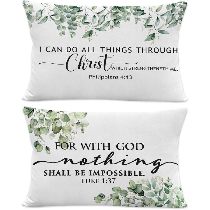 Christian Throw Pillow Covers, Christian Home Decor, Religious Bible Verse Scripture Decorative Pillowcases Cushion Cases for Home Bedroom Living