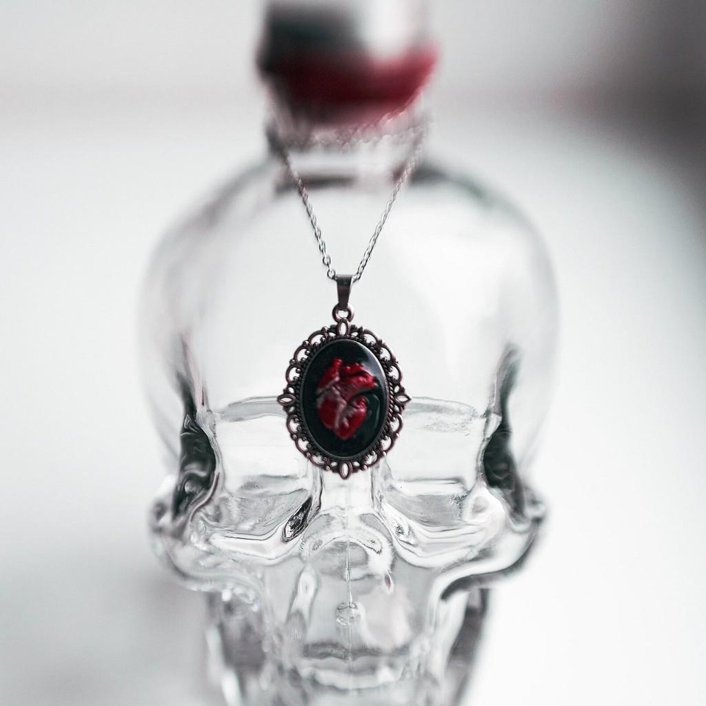 Collana Ciondolo Cuore di Vampiro Gotico Con Catena a Maglia in Lega per Uomo e Donna