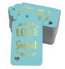 Inkdotpot Confezione da 100 etichette in carta stagnola color oro vero Love Is Sweet bomboniera da appendere