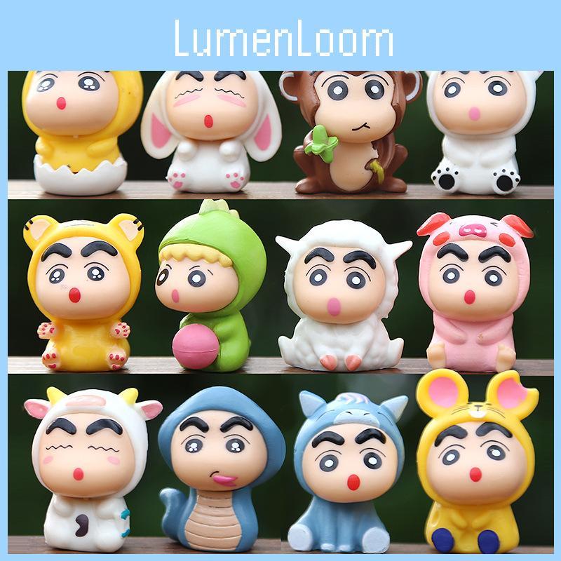12 Shinchan Crayon Zodiac Figures Desktop Dolls Anime Collectibles Gift Toys