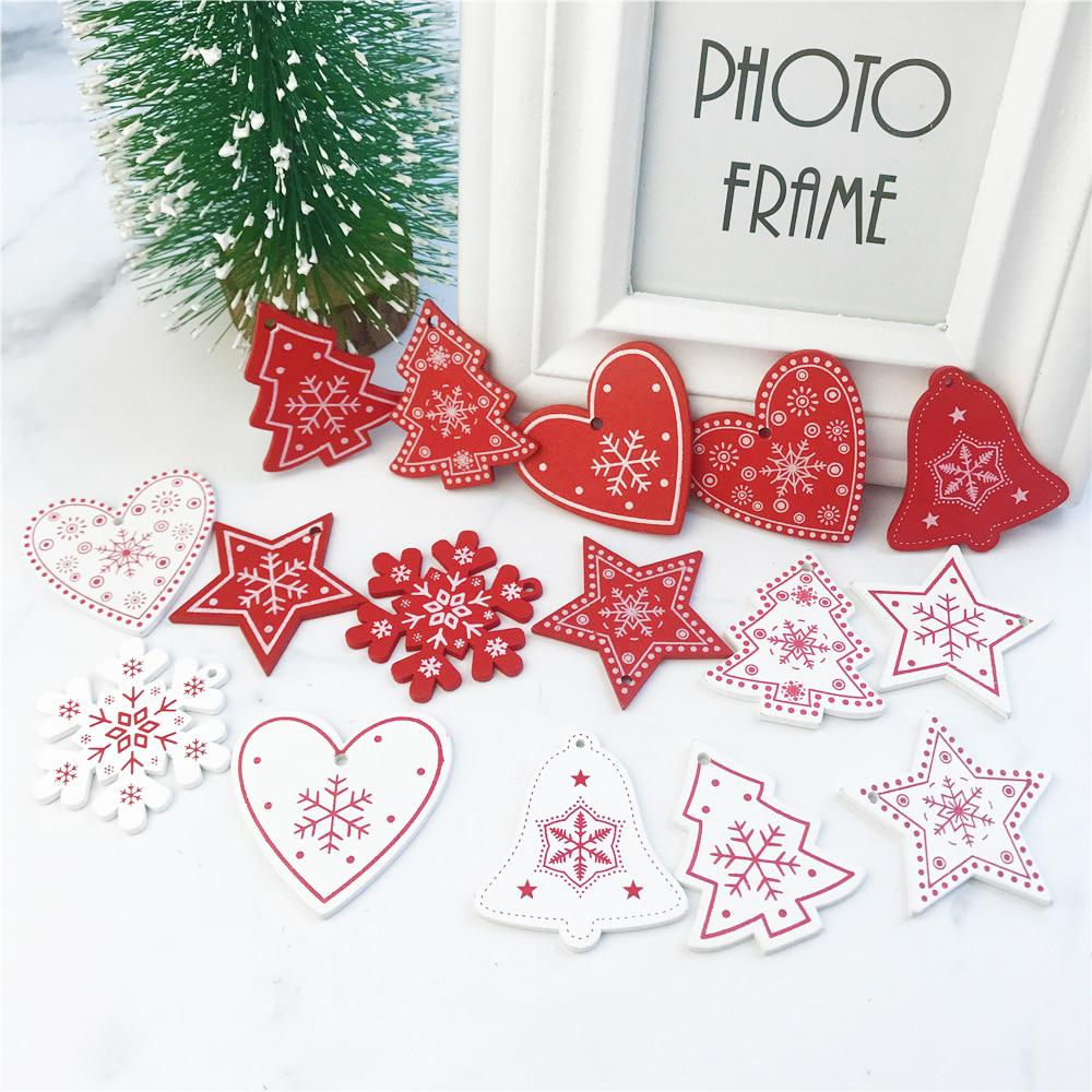 10 adet Yeni Yıl Ahşap Noel Ağacı Süs Ahşap Asılı Kolye Hediyeler Kar Elk Noel Decora