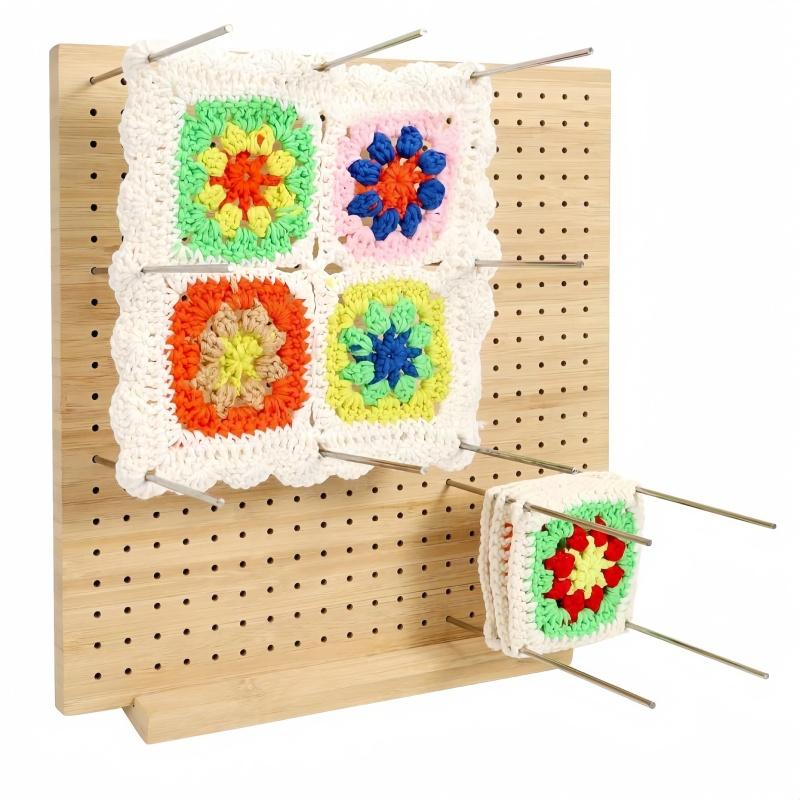6-piece 1 set of 5.9-inch crochet square fence with needle, nail free bamboo board crochet square gift set