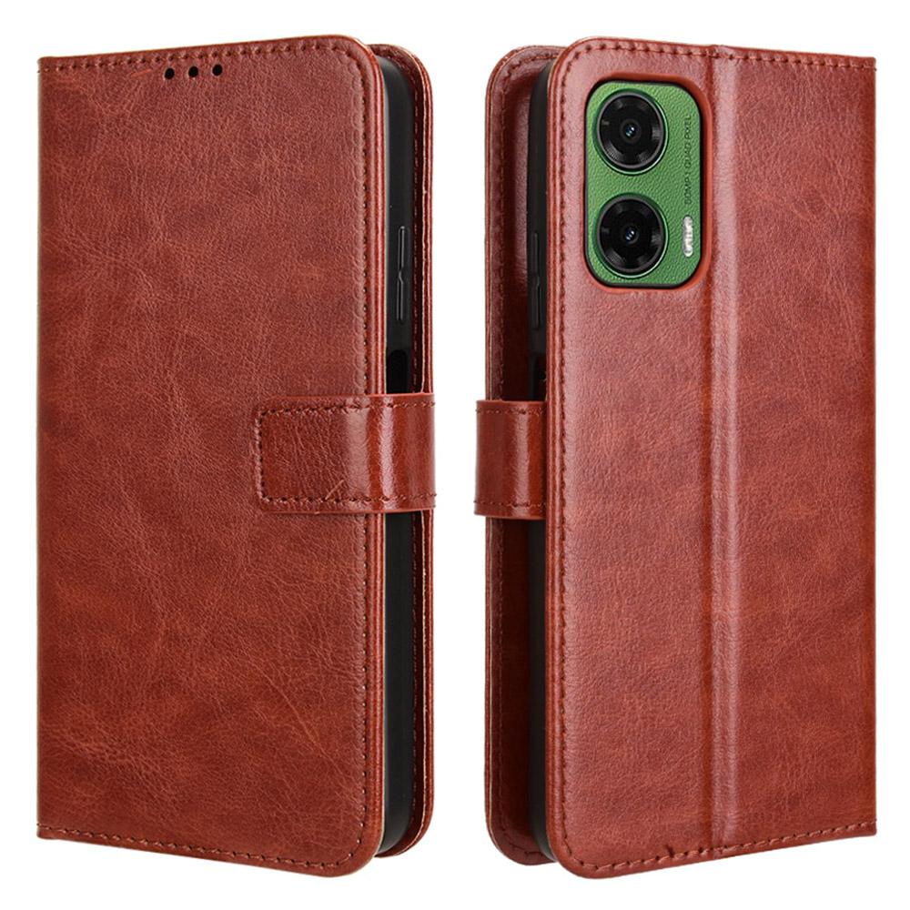 For Motorola Moto G35 5G Case Crazy Horse Texture PU Leather Phone Wallet Cover