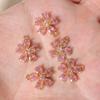 Pink Zirconia Flower Copper Charms, Golden Plated DIY Jewelry Pendants for Earring Necklace Craft