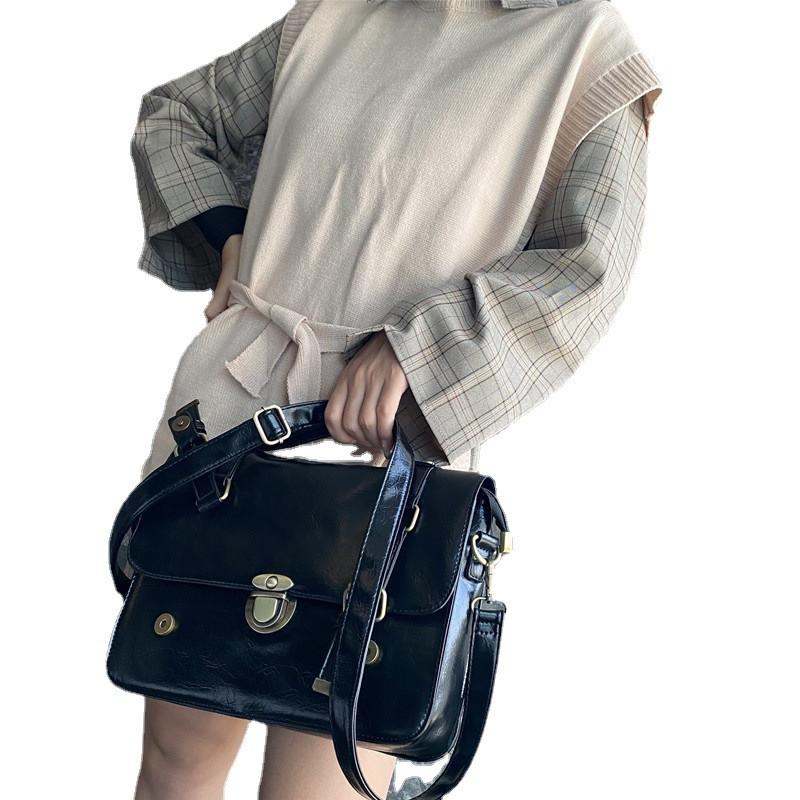 Vintage vosková hovězí kůže crossbody kožená taška na mobil se dvěma zipy