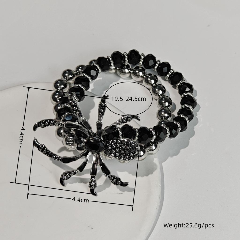 Gothic Black Spider Beads Bracelet for Women Men Unique Spider Web Charm Dark Personality Handmade Jewelry Gifts Accessories