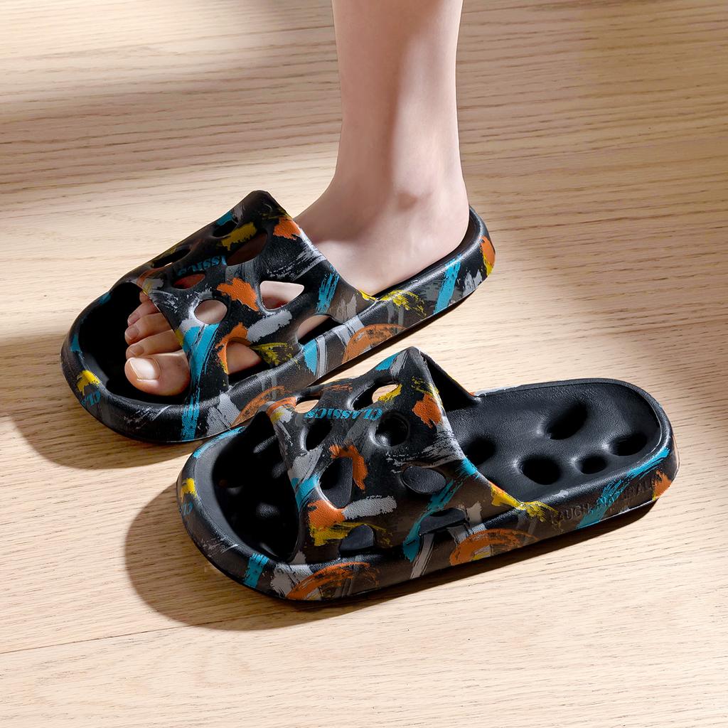 EVA Women Bathroom Slippers Flat Leaky Home Slides Fashion Comfortable Non-slip Slippers Quick Drying Men Indoor Slippers