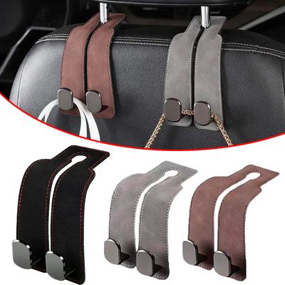 Hochwertiger 2-in-1-Haken für die Kopfstütze im Auto, Premium-Wildleder, Doppelhaken zum Aufhängen der Rücksitze, 20 kg, großer, belastbarer Haken aus Legierung, universell einsetzbar