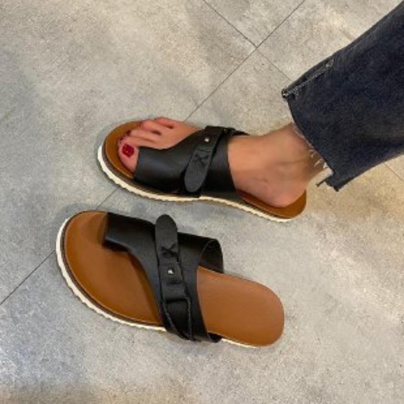 35-42 Large Size Slippers New Women's Shoes Summer Sandals Women's Casual Women's Drag Breathable Sandals Leather Flat Heel