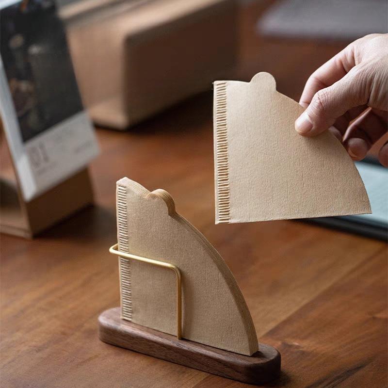 Porta Carta Filtro Caffè in Legno Scatola Portaoggetti Verticale per Filtri di Carta a Forma di Ventaglio a V Accessori Macchina da Caffè