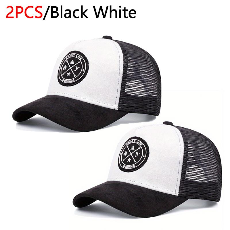 Sommer Mesh Baseball Cap Frauen Männer ENJOY LIFE Brief Patch Snapback Hut Lässig Atmungsaktiv Unisex Street Hip Hop Trucker Caps