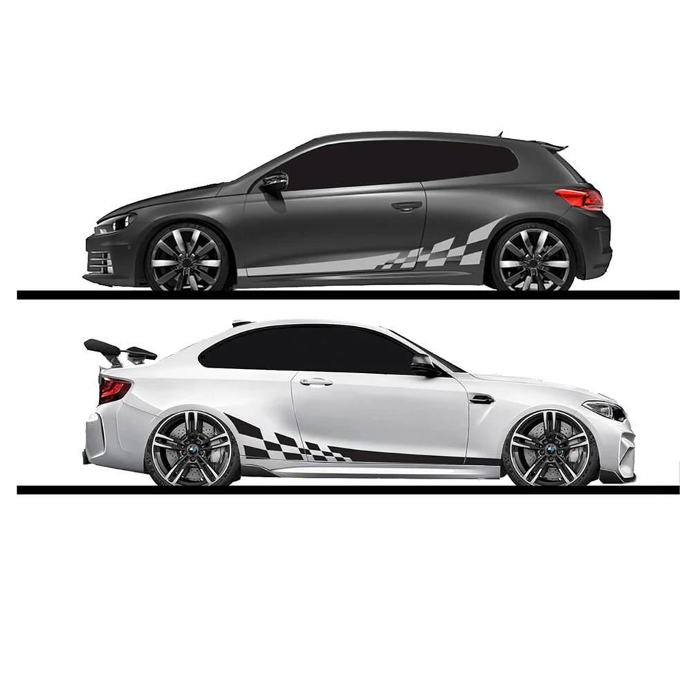 Coche Bricolaje Pegatinas Ambos Lados Rayas de Carrera Camuflaje Productos para Automóviles Vinilo para Envolver Coches 2 uds 220x25cm Accesorios para Coche
