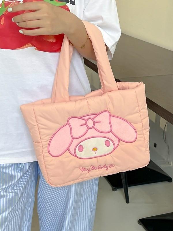 Kuromi Cute Embroidered Nylon Small Shoulder Bag For Daily Use