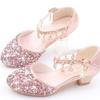 Fashion Kid Leather Shoe 2024 Summer Sequin Princess Shoe Crystal High Heel Sandals Kid Shoes Girl Dresses Mary Jane Girl Shoes