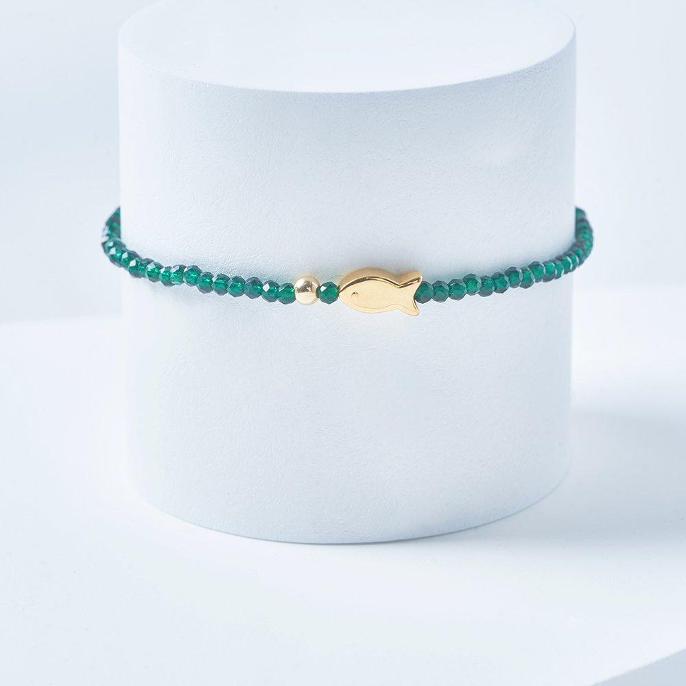 14K Dori Stone Bead Bracelet (Coral, Agate, Aquamarine)