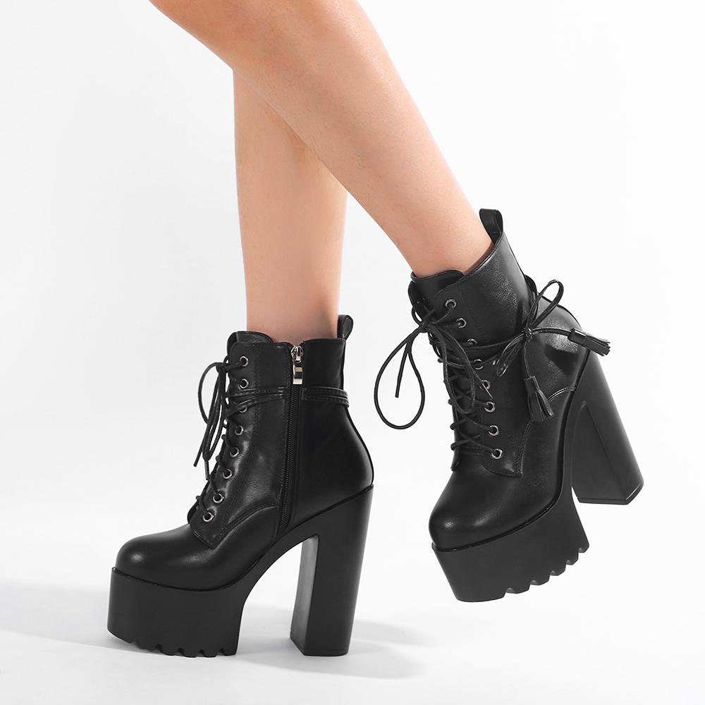 Gdgydh Sexy Club Waterproof Platform Boots for Women High Heels Cosplay Shoes Chunky Heel Faion ow Dance ort Boots Big Size