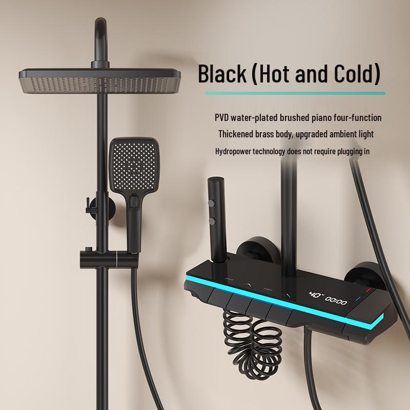 Oryginalny termostatyczny zestaw prysznicowy w całości miedziany z wyświetlaczem cyfrowym i funkcją deszczownicy LED