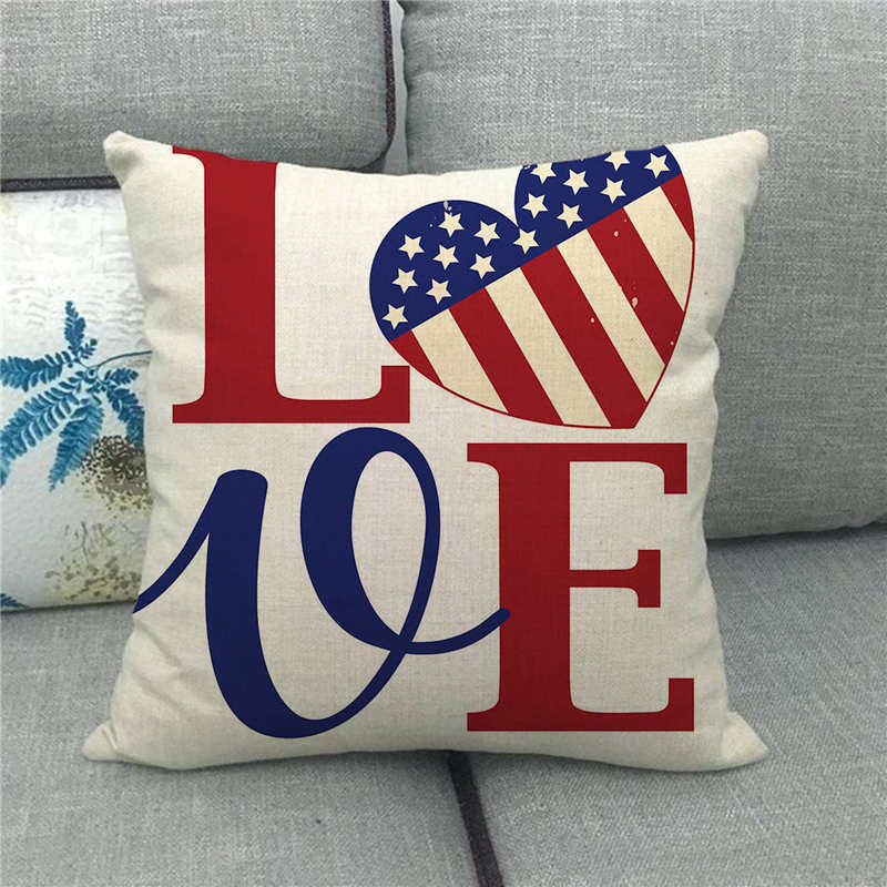 American Five-Pointed Star Geometry Digital Printing Short Plush Pillow Covers For Car Sofa Office Cushion Cover Home Goods