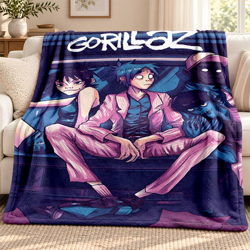Gorillaz Blanket Flannel Blanket Soft Cozy Plush Throw for Sofa Bed Lightweight Home Decoration Outdoor Camping