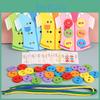 Wooden Childrens Ropes Threading Clothes Early Education Toy For Hand Eye Coordination Learning