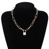 Simple Metal Lock Pendants Punk Necklaces for Women Gold Hollow Pendant Chain Personality Gothic Neck Jewelry