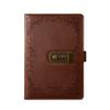 A5 Vintage PU Leather Hardcover Lock Diary Notebook 3D Password Design with Coded Lock Notebook