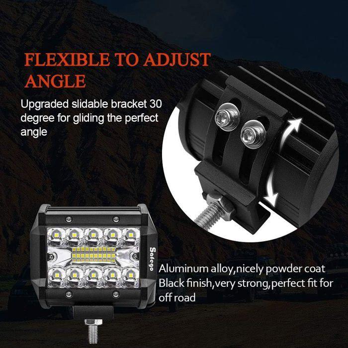 4" 60W Projecteur LED Lampe de travail Barre LED Phare 10800LM, Etanche IP67, Feux Antibrouillard pour Voiture Hors Diurne Lumière