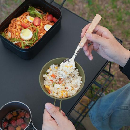 1/2Pcs Stainless Steel Folding Fork Spoon with Wooden Handle Portable Outdoor Camping Picnic Hiking Travel Food Grade Collapsible Cutlery