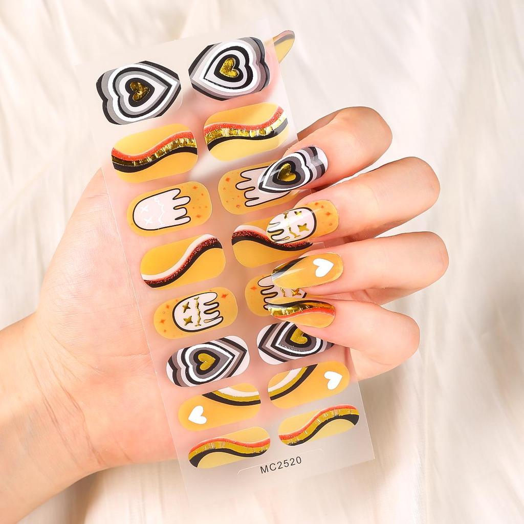 16-Piece European/American Christmas Gel Nail Stickers – No-Bake, French Manicure Style