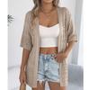Cardigan in Maglia da Donna Casual e alla Moda, Monocolore, Lavorazione a Intreccio, Manica Media