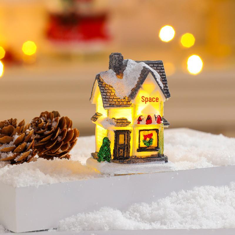 Festive Glowing Resin Small House - Holiday Window Display & Kids' Gift