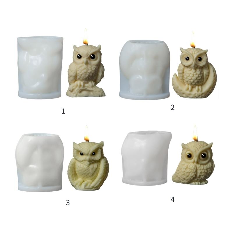 Flexible Silicone Mold Realistic Owl Figurine Candle Crafting Mould Animal Theme Epoxy Resin Mold for Handmade Crafts