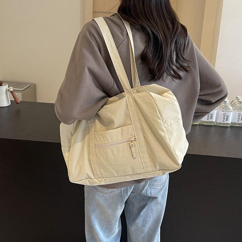Lightweight Large Capacity Travel Bag solid color Women's Shoulder Bag Commuter Tote Bag